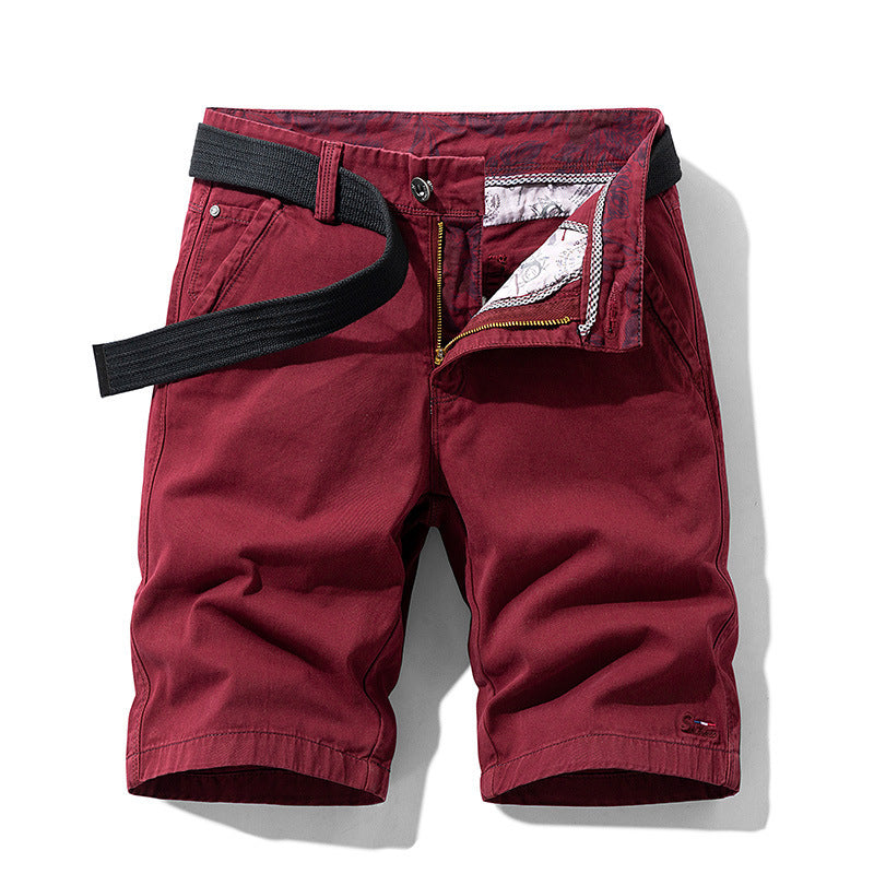 Men's Classic Solid Color Cotton Slim Casual Shorts