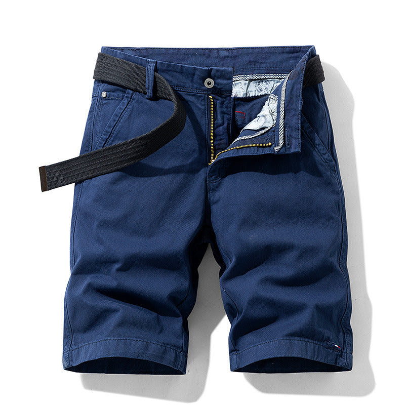 Men's Classic Solid Color Cotton Slim Casual Shorts