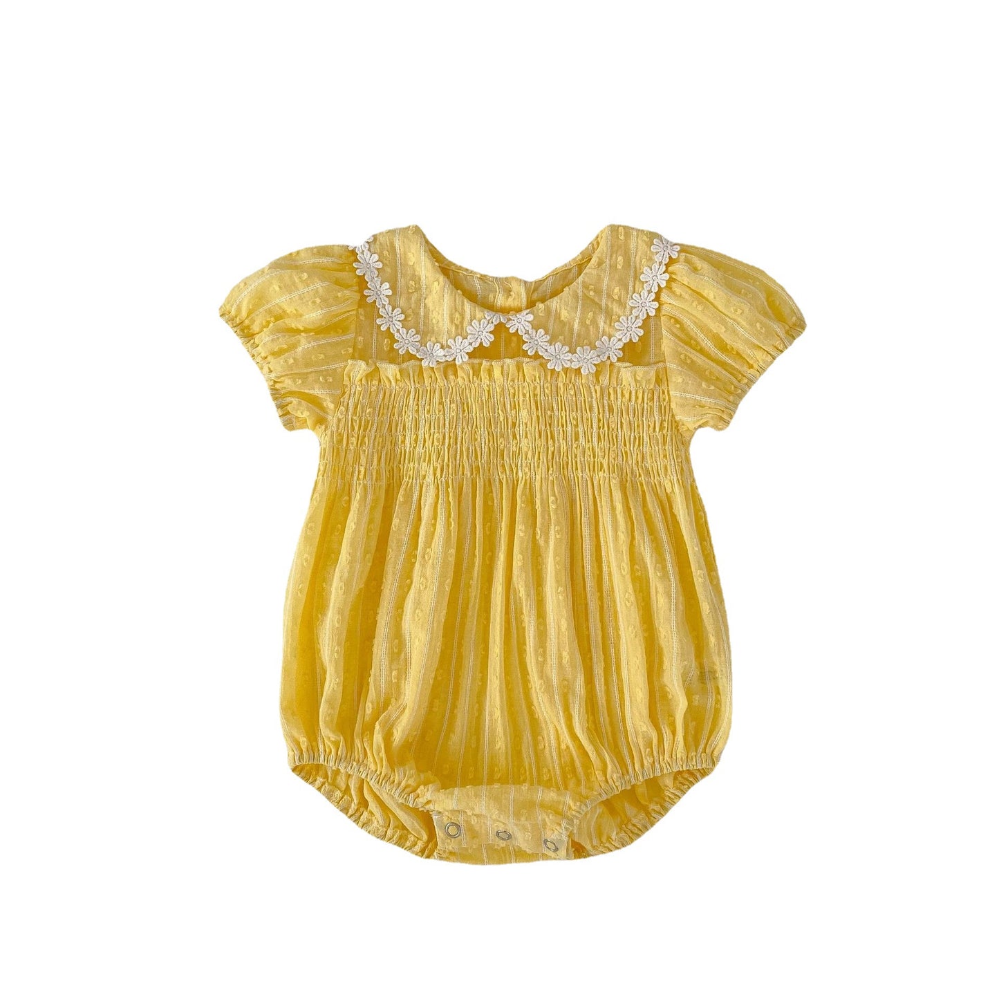 Summer Floral Doll Collar Romper for Baby Girls