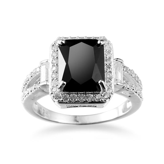 Creative Couple Fashion Black Zircon Ring (Europe & America)