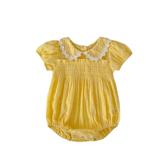 Summer Floral Doll Collar Romper for Baby Girls