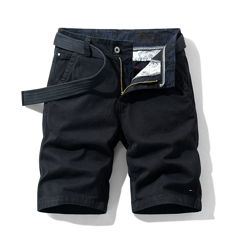 Men's Classic Solid Color Cotton Slim Casual Shorts