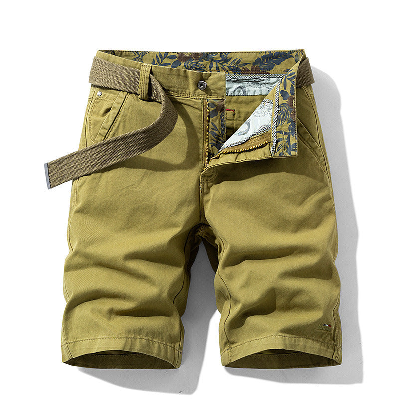 Men's Classic Solid Color Cotton Slim Casual Shorts